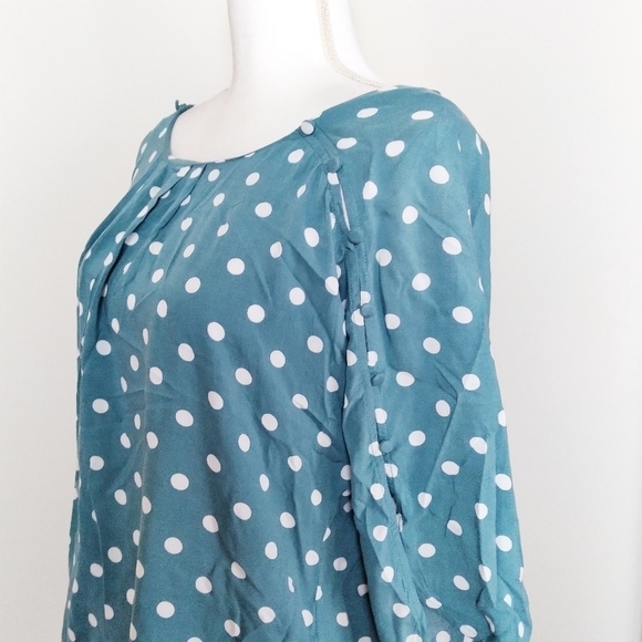 Anthropologie Maeve Blue and White Braxton Polka Dot Blouse Size Medium - Picture 4 of 9
